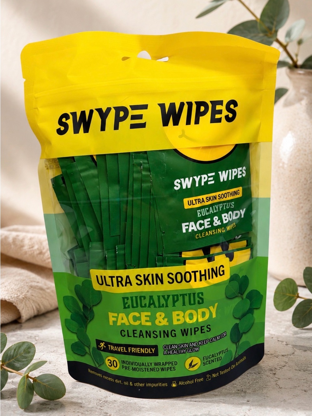 Swype Wipes Eucalyptus Face & Body Cleansing Wipes